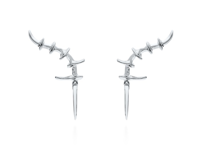 Pendientes de plata trepador con pinchos