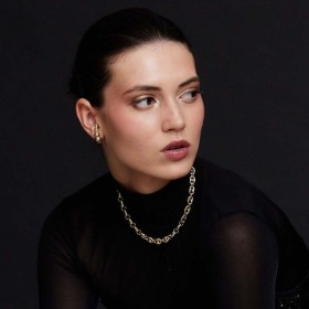 Hoop Earring Pompe  in silver