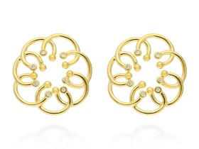 Pendientes de plata redondo y circonitas
