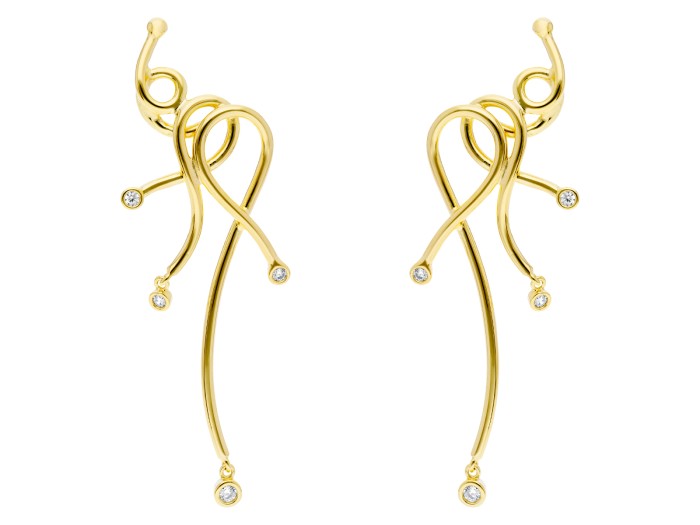 Pendientes de plata trepador largo y circonitas