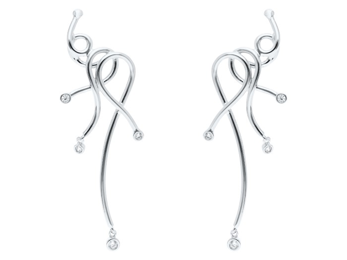Pendientes de plata trepador largo y circonitas