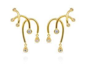 Climber Earring Mistral  in golden silver