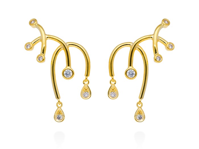 Pendientes de plata trepador con circonitas