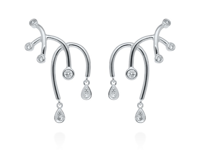 Pendientes de plata trepador con circonitas