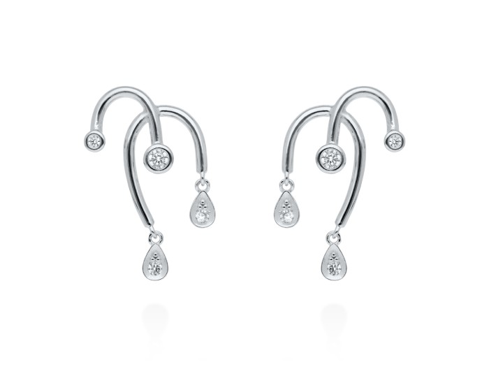 Pendientes de plata pequeño trepador con circonitas