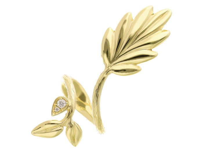 Anillo de plata grande con hoja de palmera