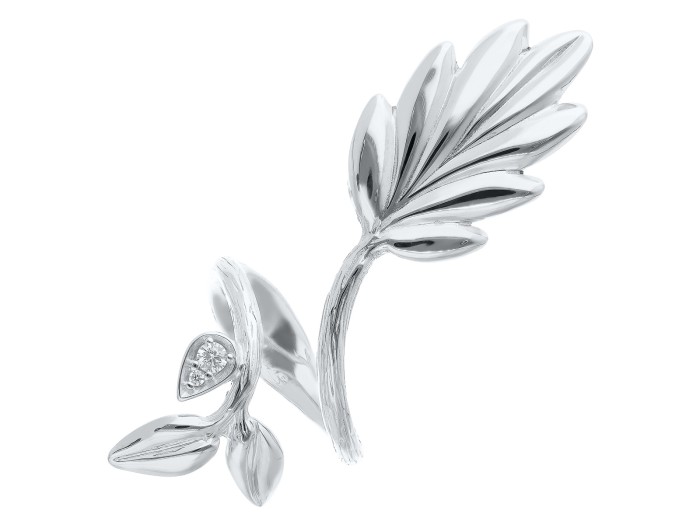 Anillo de plata grande con hoja de palmera
