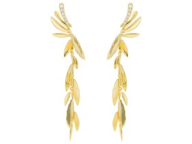 Pendientes de plata Largo trepador con circonitas