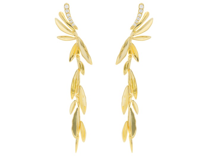 Pendientes de plata Largo trepador con circonitas