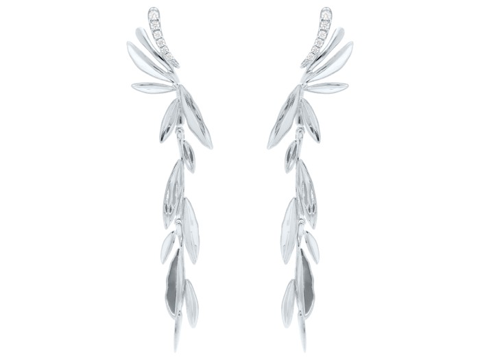 Pendientes de plata Largo trepador con circonitas