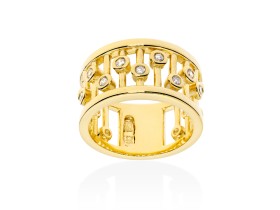 Anillo de plata ancho y circonita blanca
