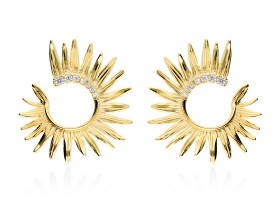 Pendientes de plata redondo y circonita blanca