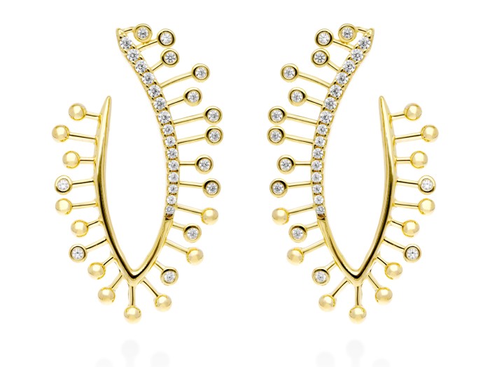 Earrings Champagne XL  in golden silver