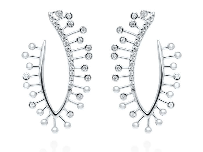 Pendientes de plata largo y circonita blanca