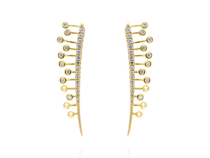 Pendientes de plata largo y circonita blanca