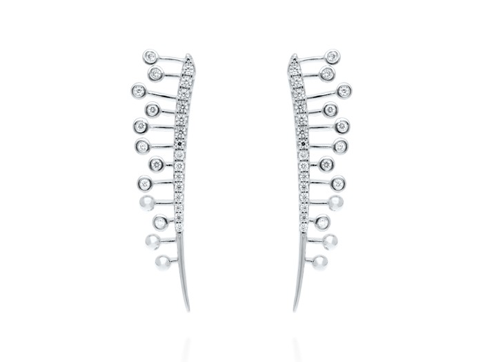 Pendientes de plata largo y circonita blanca