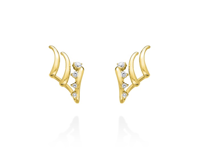Pendientes de plata trepador triple aro y circonita blanca