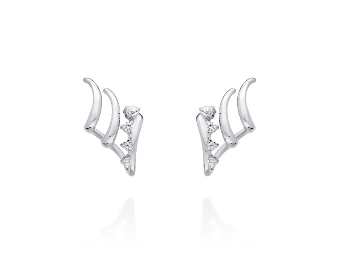 Pendientes de plata trepador triple aro y circonita blanca
