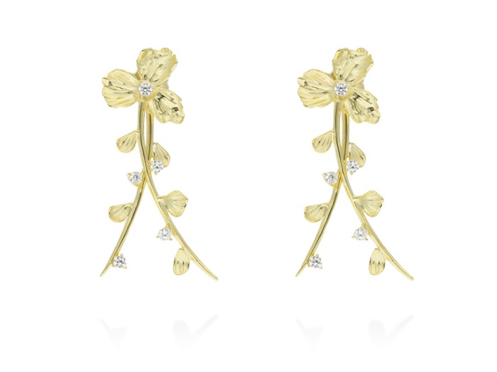 Earrings Guipur cruzado  in golden silver