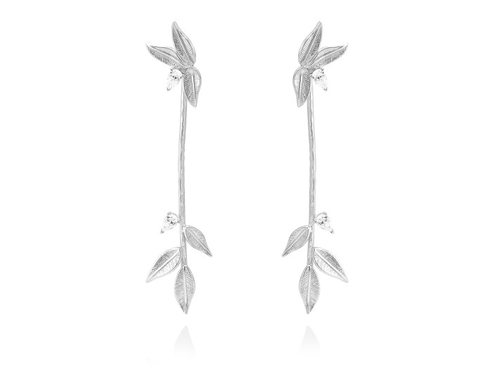 Pendientes de plata largos hiedra