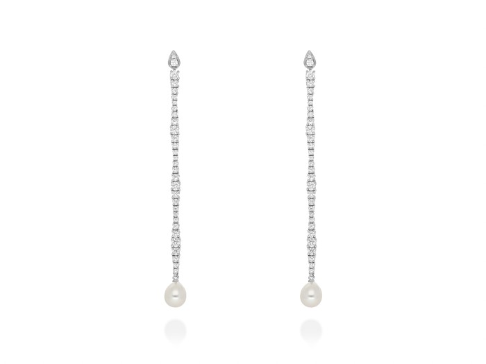 Pendientes de plata riviere lágrima con perla