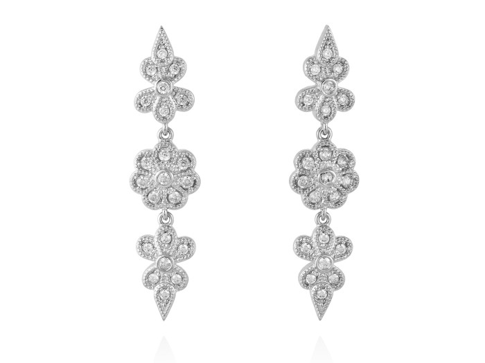 pendientes de plata flor vintage