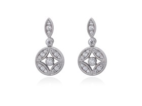 Pendientes de plata vintage art decó orla redonda