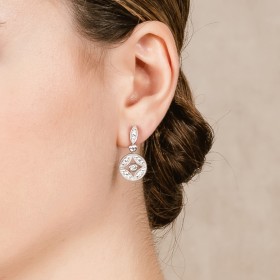 Pendientes de plata vintage art decó orla redonda
