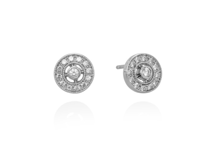 Pendientes de plata orla pavé
