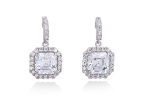 Pendientes de plata vintage con gema color
