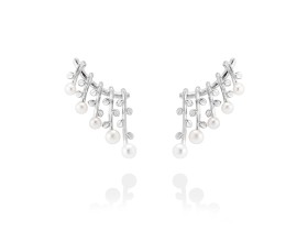 Pendientes de plata trepador con perlas