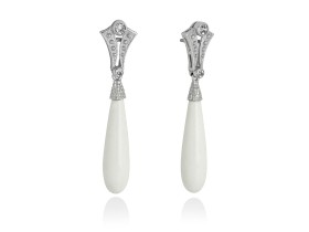Pendientes de plata vintage con ágata blanca