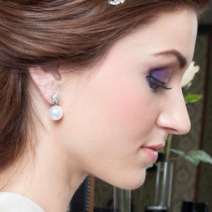 Pendientes de plata con roseta y perlas