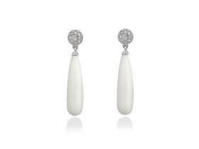 Pendientes de plata vintage con ágata blanca