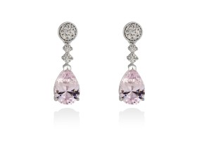 Pendientes de plata lágrima con gema de color