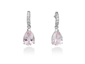 Pendientes de plata lágrima con gema de color