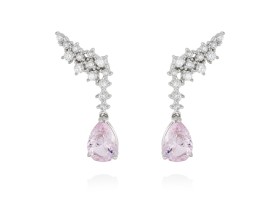 Pendientes de plata trepador con gema de color