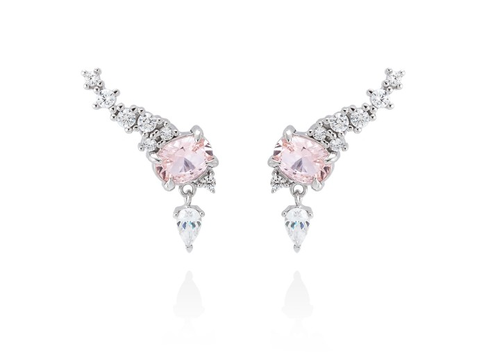 Pendientes de plata trepador con gema color