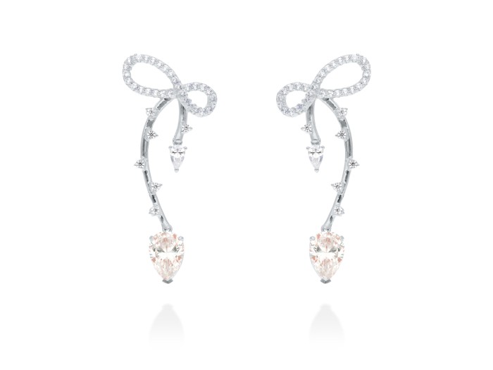 Pendientes de plata lazo largo con gema color