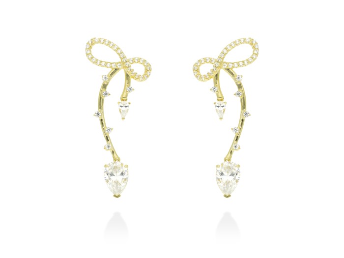 Pendientes de plata lazo largo con gema color