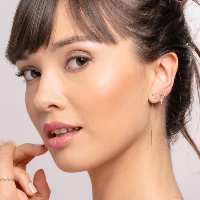 Piercing de Oro 18Kt con cruz de diamantes