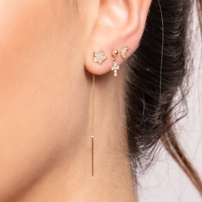 Piercing de Oro 18Kt con cruz de diamantes