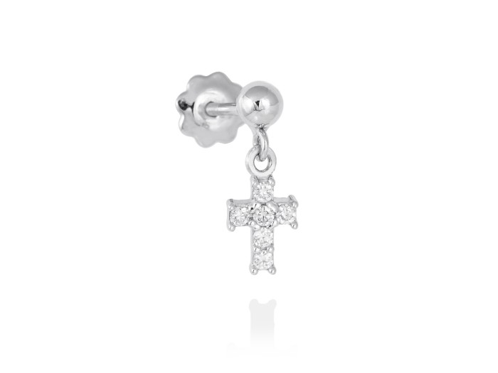 Piercing de Oro 18Kt con cruz de diamantes