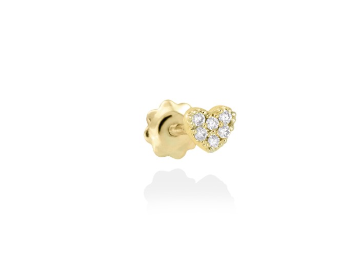 Piercing de Oro 18Kt con corazón de diamantes
