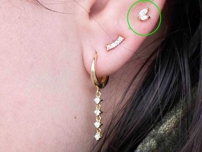 Piercing   in 18kt yellow Gold and diamonds