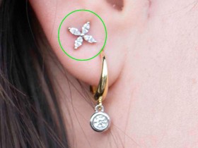 Piercing de Oro 18Kt con flor de diamantes