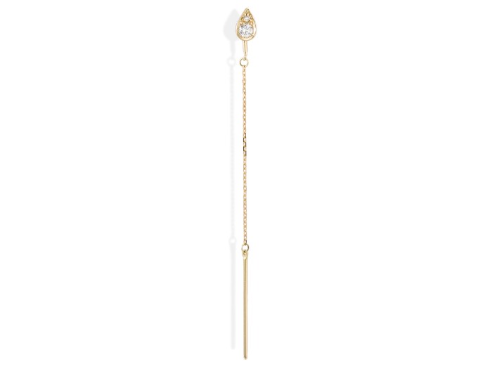 Piercing de Oro 18Kt largo con cadena y diamantes