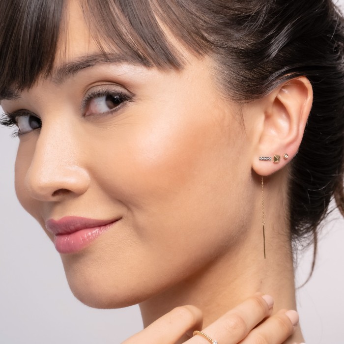 Piercing LONG CADENA in 18Kt Gold und Diamanten