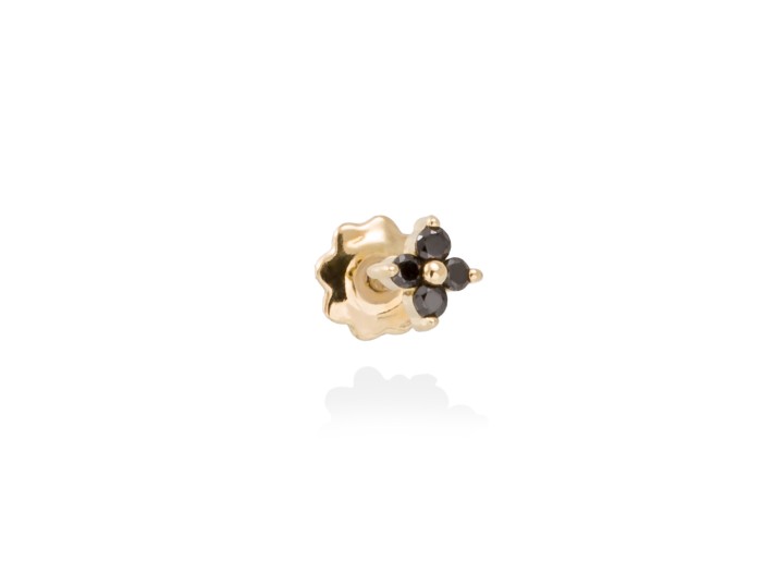 Piercing de Oro 18Kt flor con diamante negro