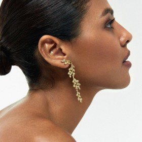 Pendientes de plata largos hiedra